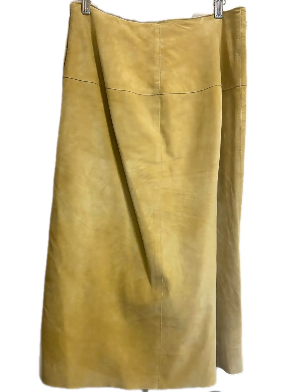 Vintage Co Eddy Yellow Suede Leather Lined Midi Skirt Flared 4